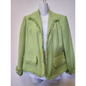 Sag Harbor Sz 8 Blazer Jacket Waffle Knit Fray Trim Pockets Chic Easter Pastel